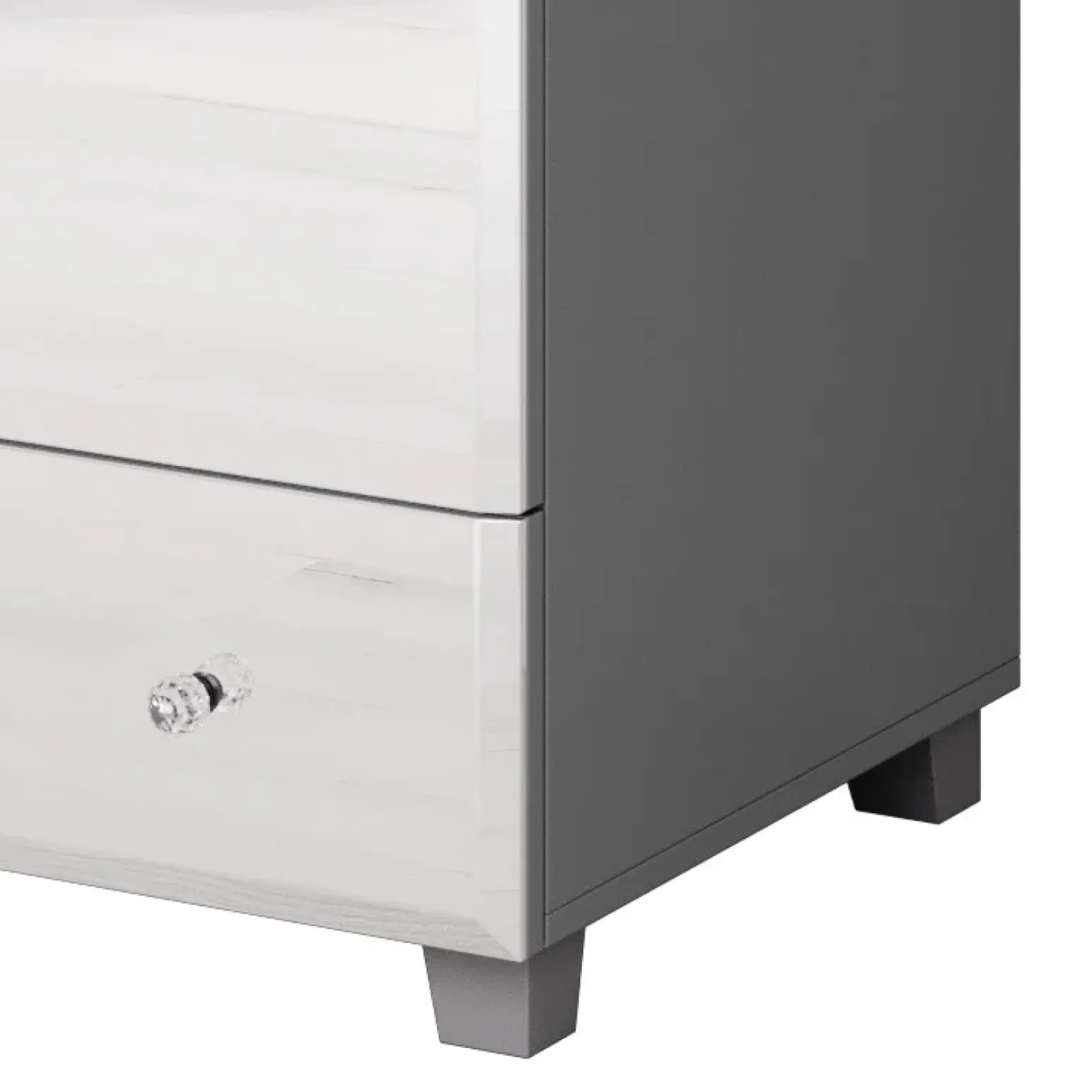 Armadio 86x185h cm 2 ante 1 cassetto con specchio grigio Selva