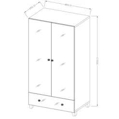 Armadio 86x185h cm 2 ante 1 cassetto con specchio grigio Selva