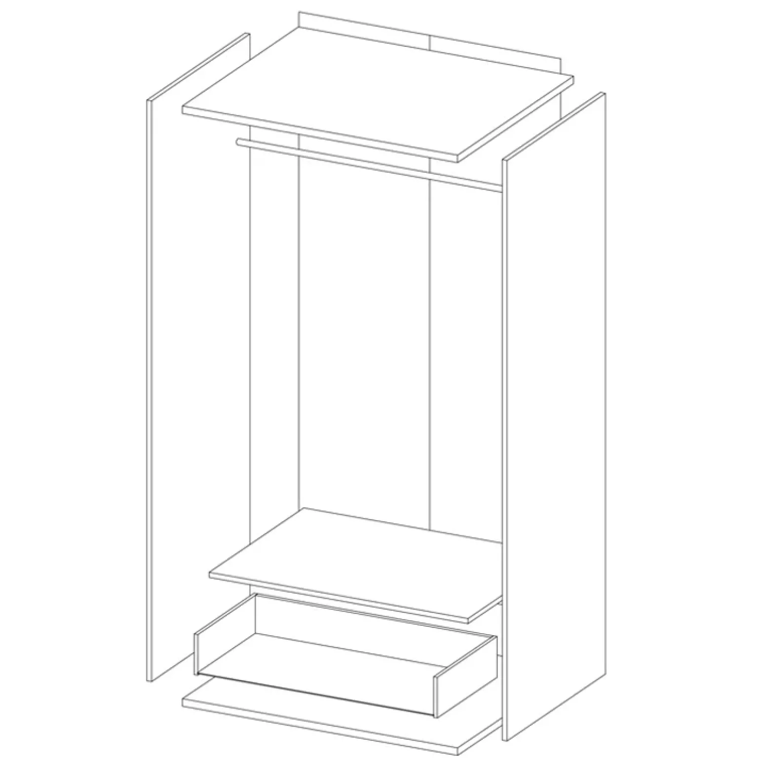 Armadio 86x185h cm 2 ante 1 cassetto con specchio grigio Selva