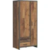 Armadio 90x201h cm 2 ante 2 cassetti stile soft rovere scuro nero Urbania