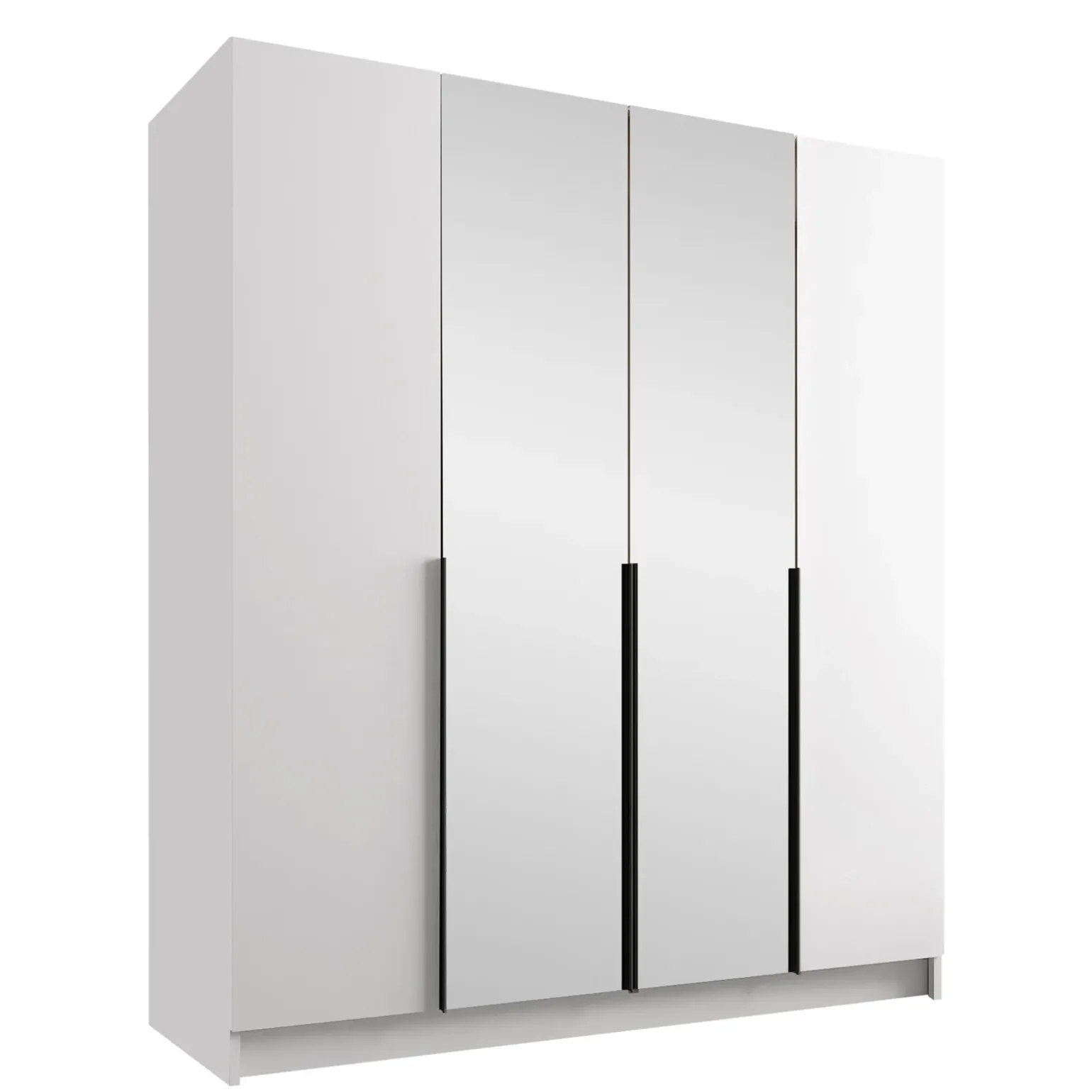 Armadio 200x215h cm 4 ante 2 specchi moderno bianco nero Glammy 4