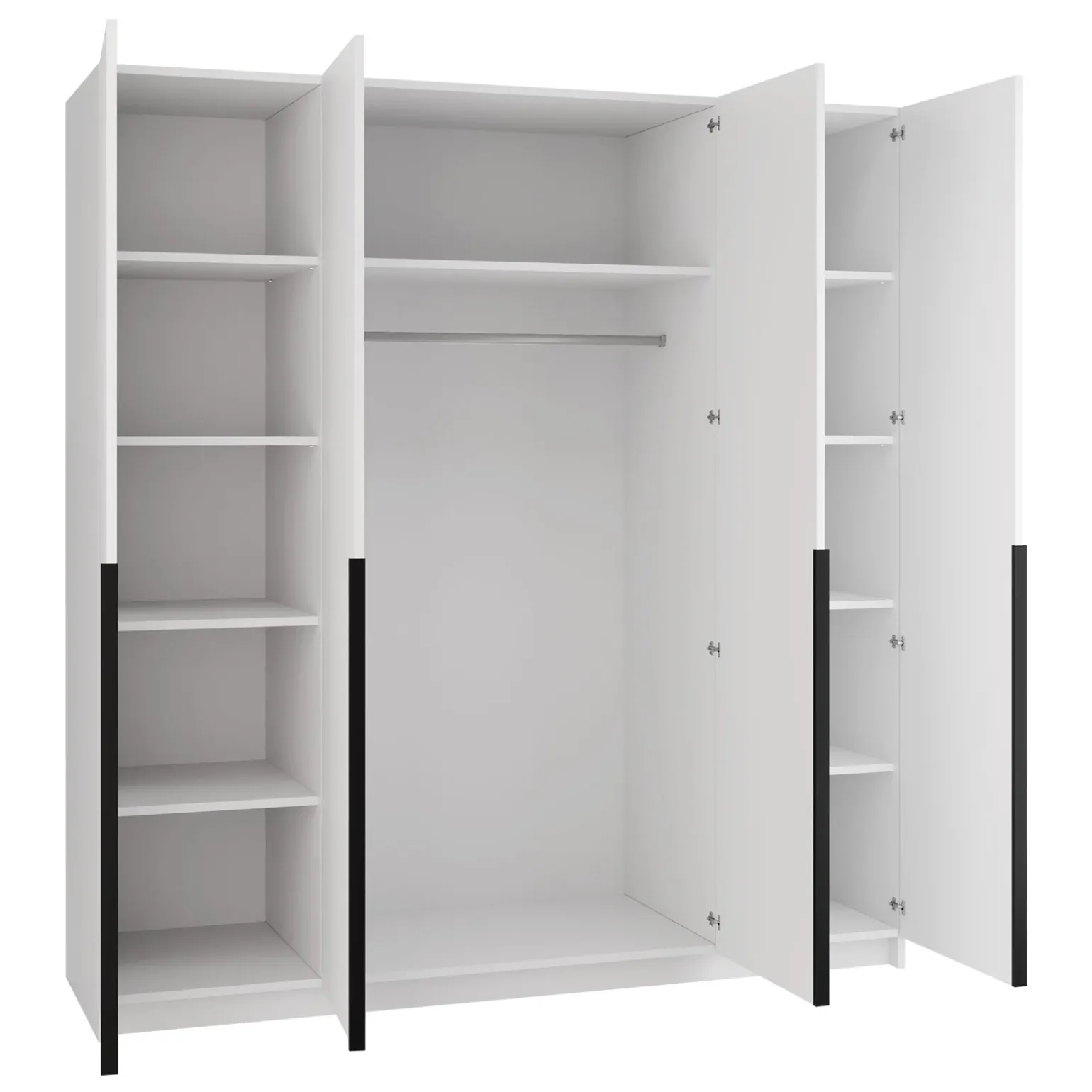 Armadio 200x215h cm 4 ante 2 specchi moderno bianco nero Glammy 4