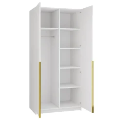 Armadio 100x215h cm 2 ante 1 specchio moderno bianco oro Glammy 2