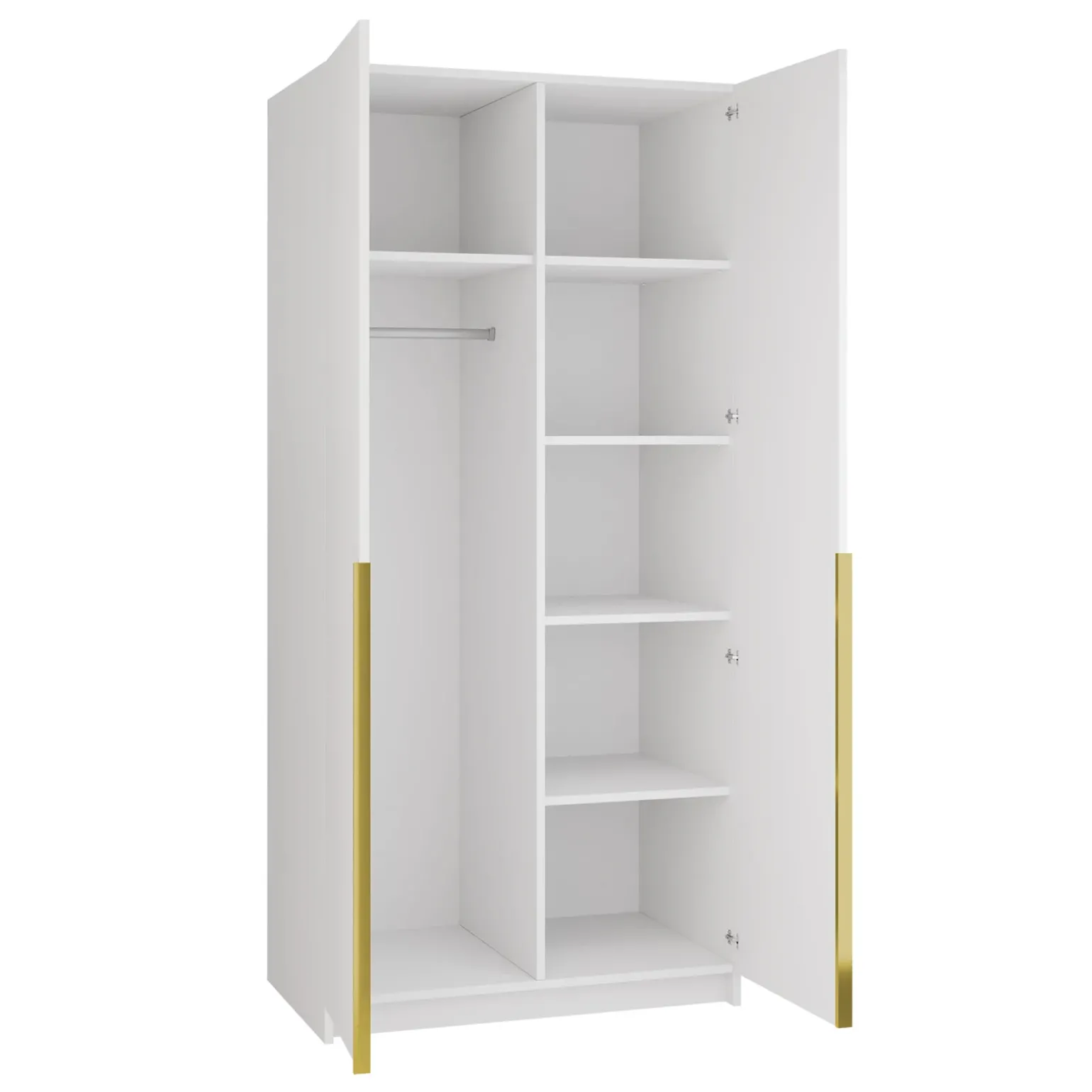 Armadio 100x215h cm 2 ante 1 specchio moderno bianco oro Glammy 2
