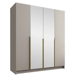 Armadio 200x215h cm 4 ante 2 specchi moderno beige oro Glammy 4