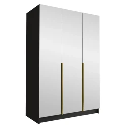 Armadio 150x215h cm 3 ante 3 specchi moderno nero oro Glammy 3