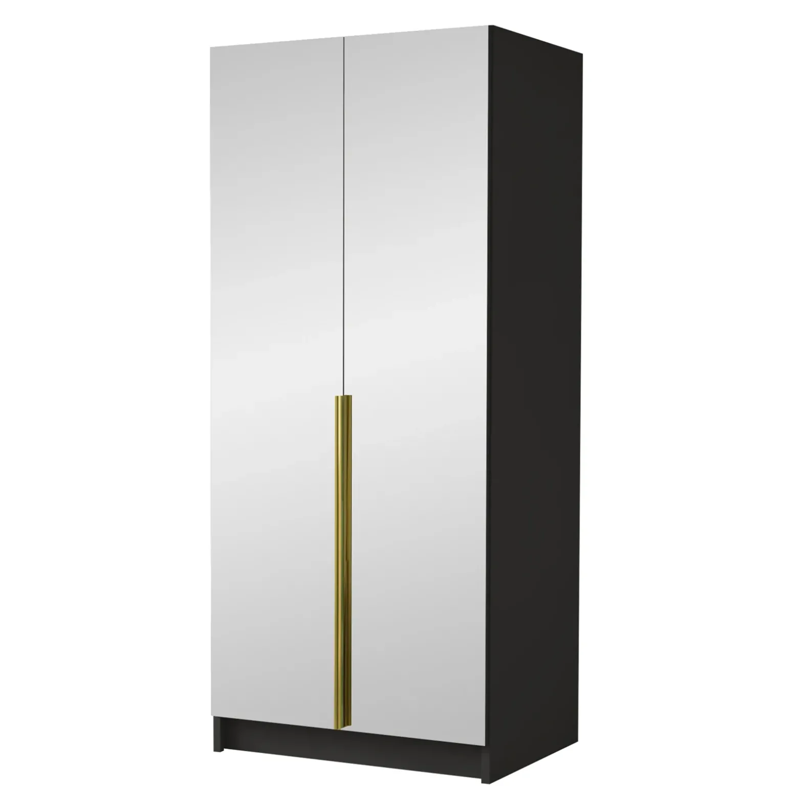 Armadio 100x215h cm 2 ante 2 specchi moderno nero oro Glammy 2