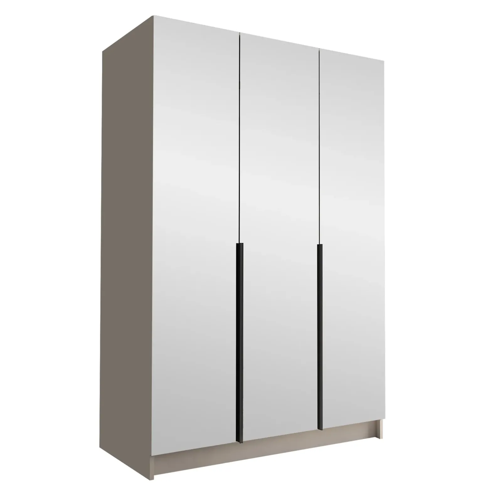 Armadio 150x215h cm 3 ante 3 specchi moderno beige nero Glammy 3