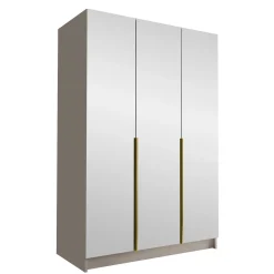 Armadio 150x215h cm 3 ante 3 specchi moderno beige oro Glammy 3