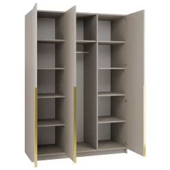 Armadio 150x215h cm 3 ante 3 specchi moderno beige oro Glammy 3