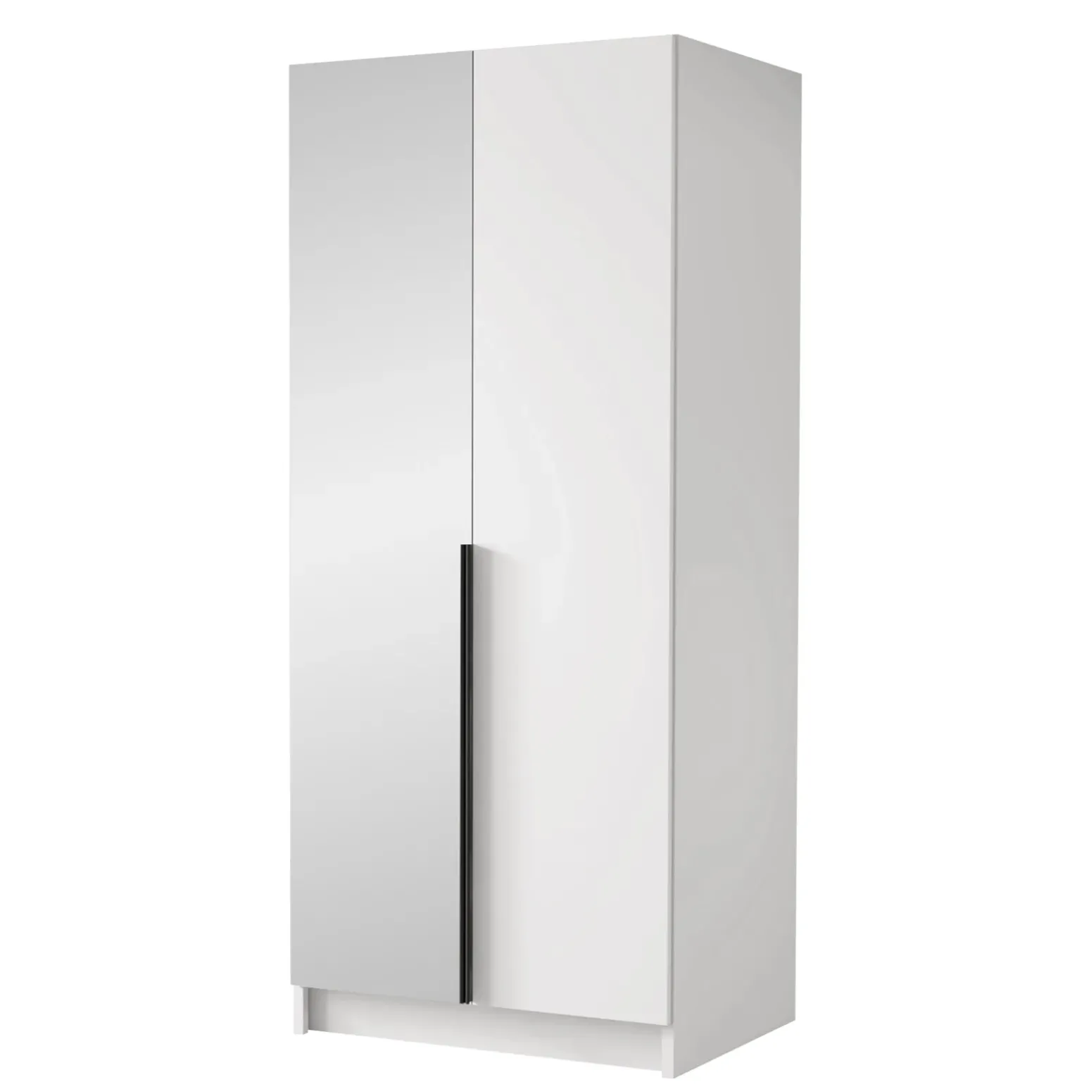 Armadio 100x215h cm 2 ante 1 specchio moderno bianco nero Glammy 2