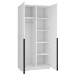 Armadio 100x215h cm 2 ante 1 specchio moderno bianco nero Glammy 2