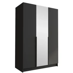 Armadio 150x215h cm 3 ante 1 specchio moderno nero Glammy 3