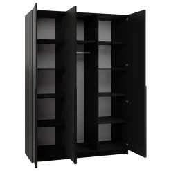 Armadio 150x215h cm 3 ante 1 specchio moderno nero Glammy 3