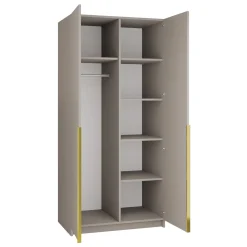 Armadio 100x215h cm 2 ante 1 specchio moderno beige oro Glammy 2