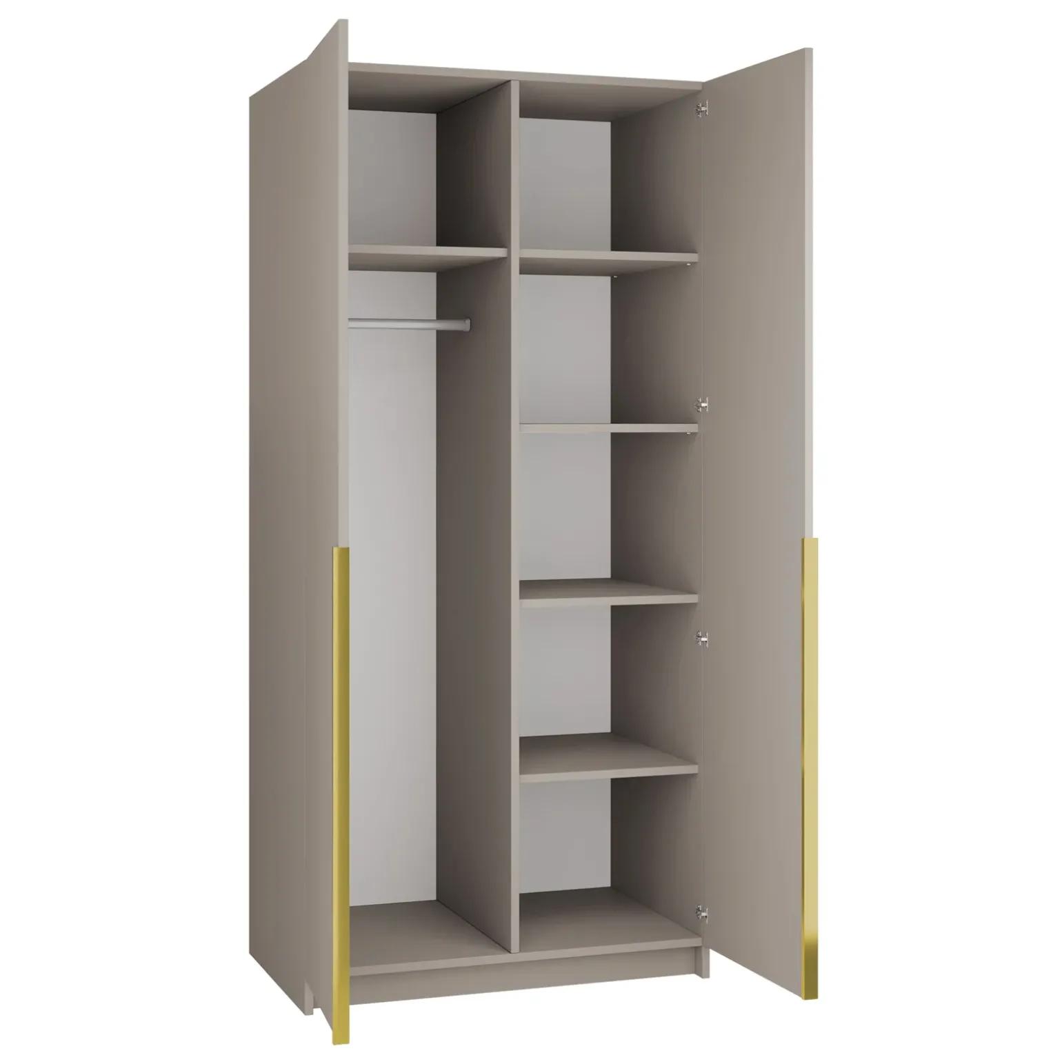 Armadio 100x215h cm 2 ante 1 specchio moderno beige oro Glammy 2