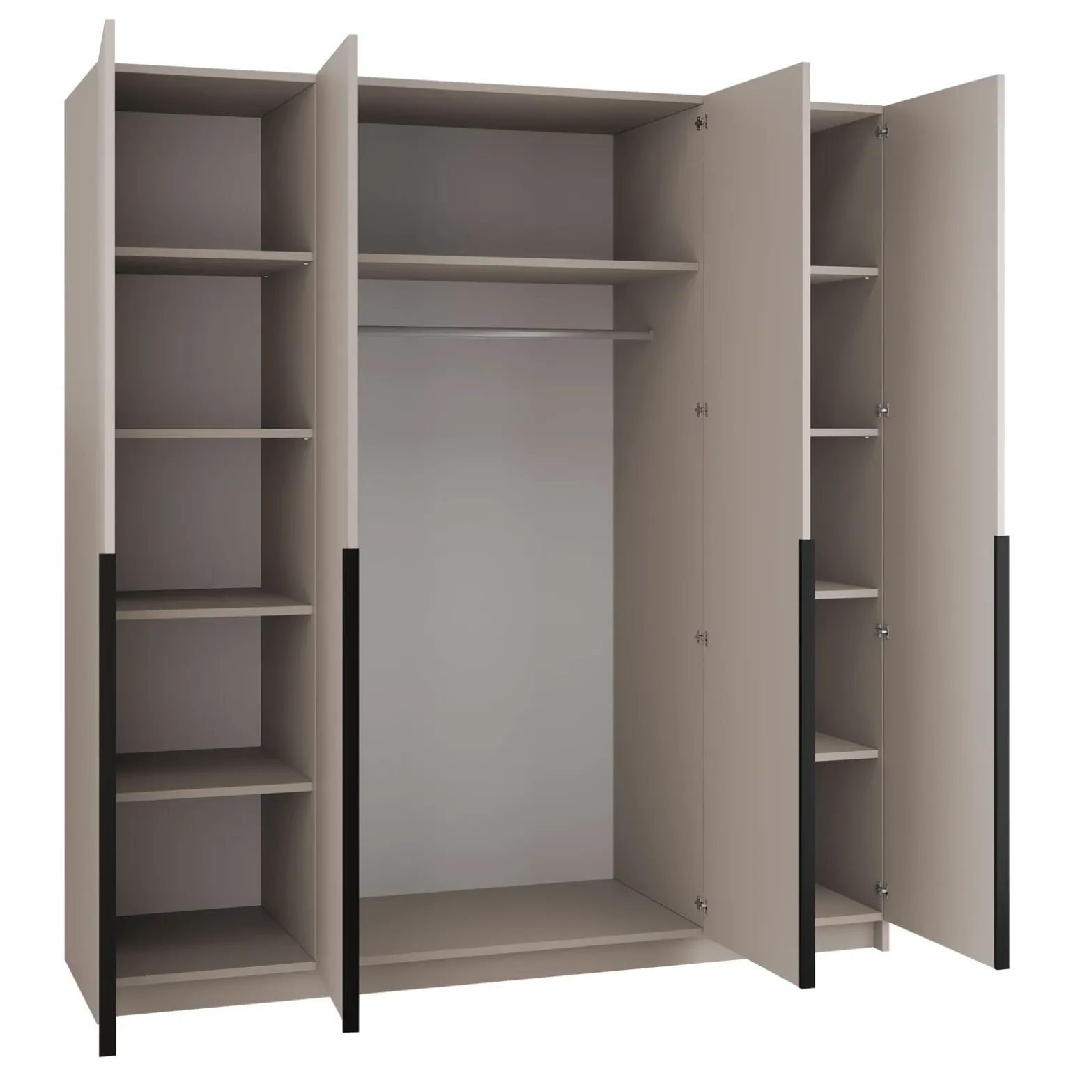 Armadio 200x215h cm 4 ante 2 specchi beige moderna nero Glammy 4