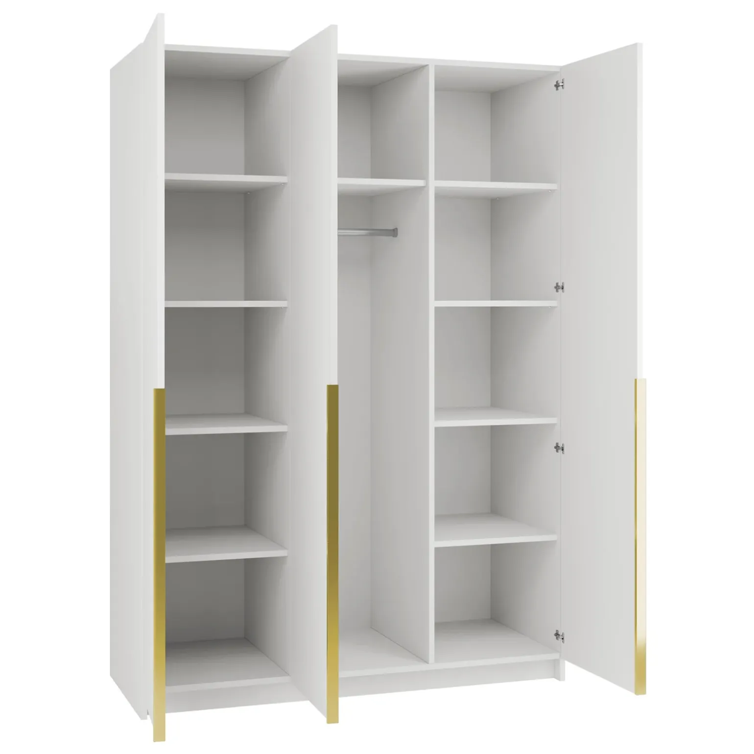 Armadio 150x215h cm 3 ante 3 specchi moderno bianco oro Glammy 3
