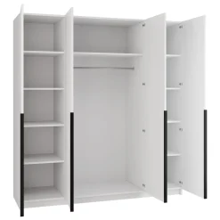 Armadio 200x215h cm 4 ante 4 specchi moderno bianco nero Glammy 4