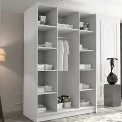 Armadio 150x215h cm 3 ante 3 specchi moderno bianco nero Glammy 3