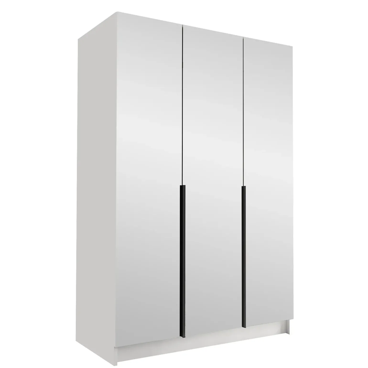 Armadio 150x215h cm 3 ante 3 specchi moderno bianco nero Glammy 3