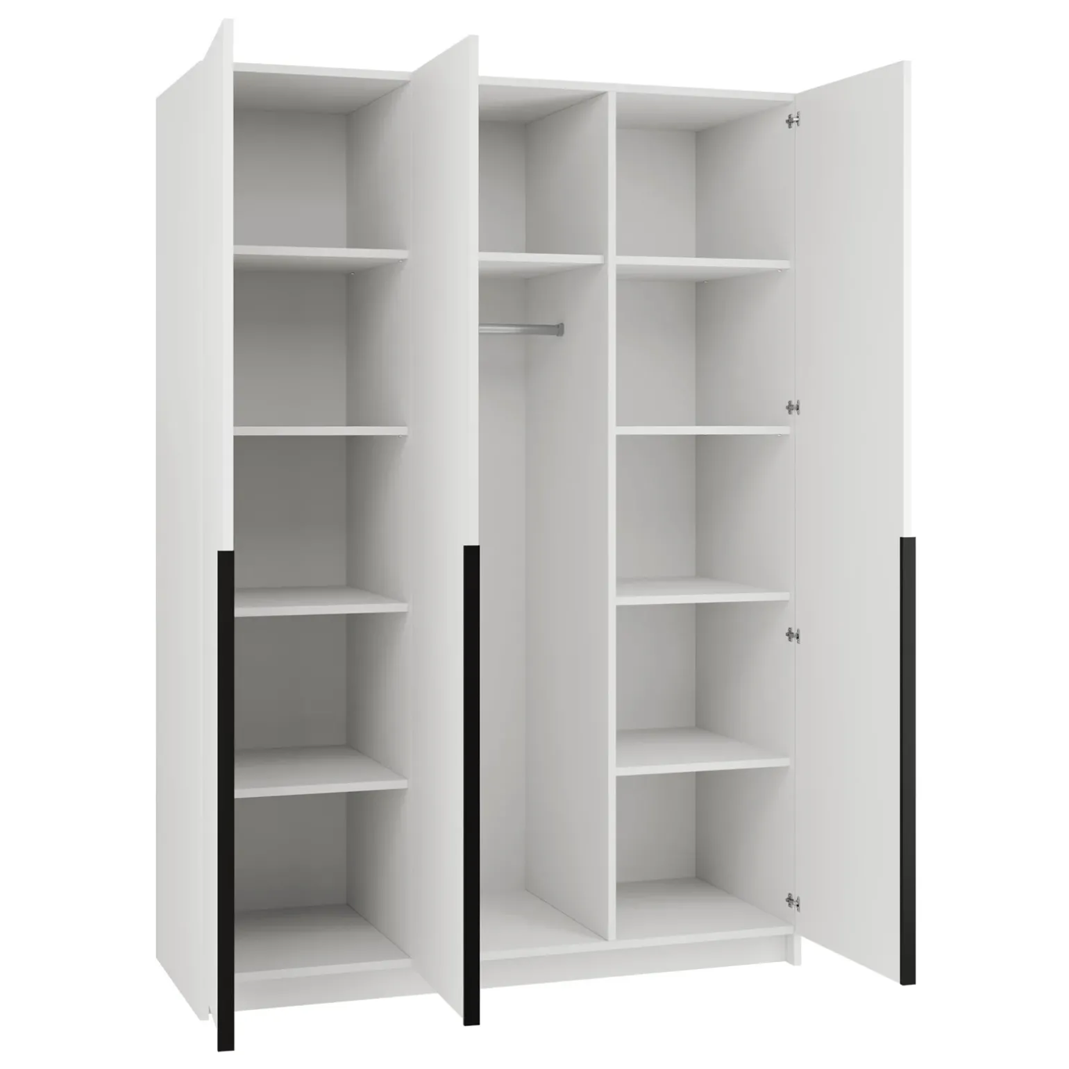 Armadio 150x215h cm 3 ante 3 specchi moderno bianco nero Glammy 3