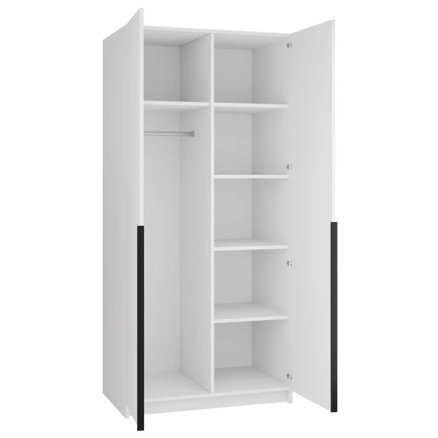 Armadio 100x215h cm 2 ante 2 specchi moderno bianco nero Glammy 2