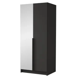 Armadio 100x215h cm 2 ante 1 specchio moderno  nero Glammy 2