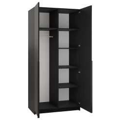 Armadio 100x215h cm 2 ante 1 specchio moderno nero Glammy 2