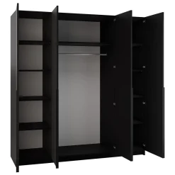 Armadio 200x215h cm 4 ante 4 specchi moderno nero Glammy 4