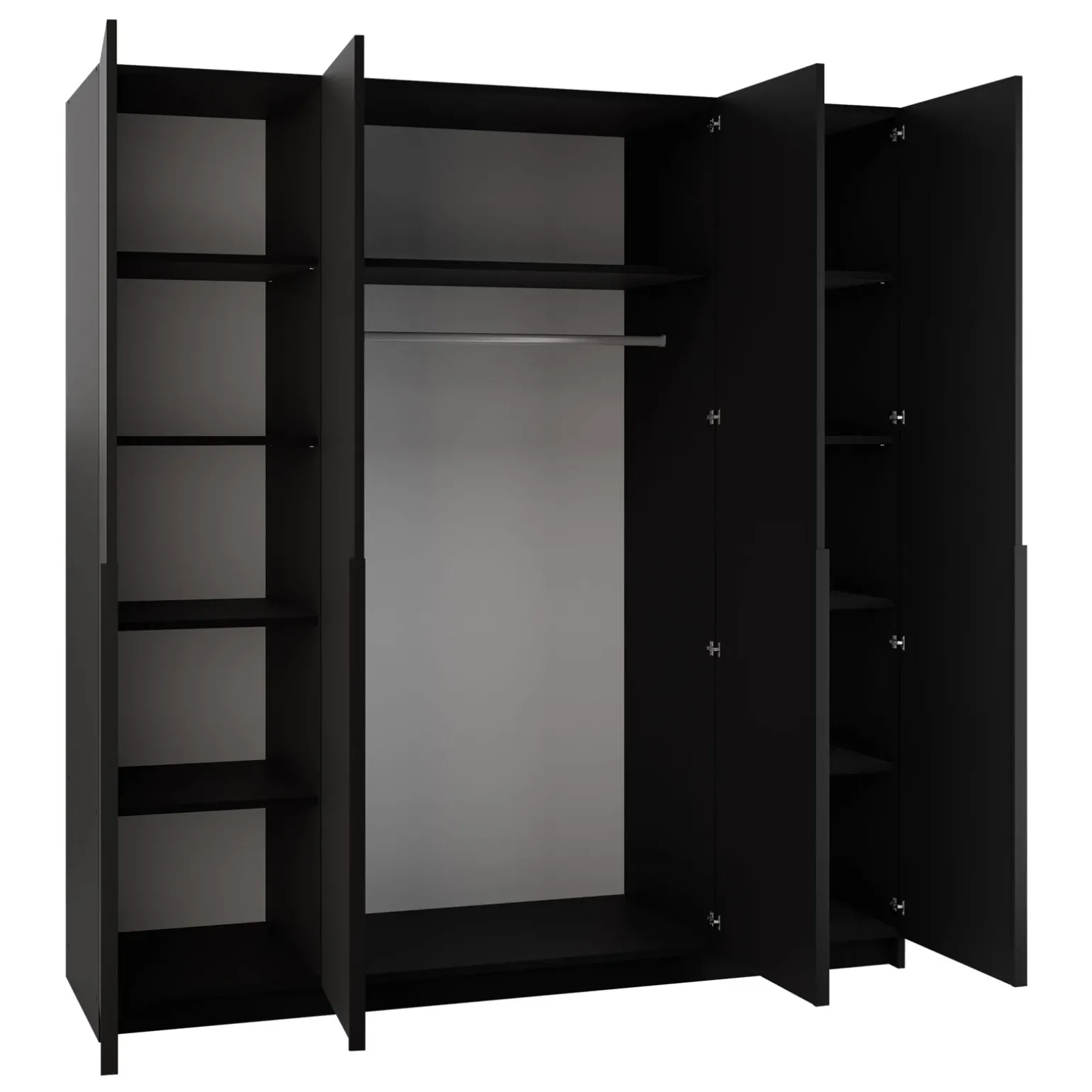 Armadio 200x215h cm 4 ante 4 specchi moderno nero Glammy 4