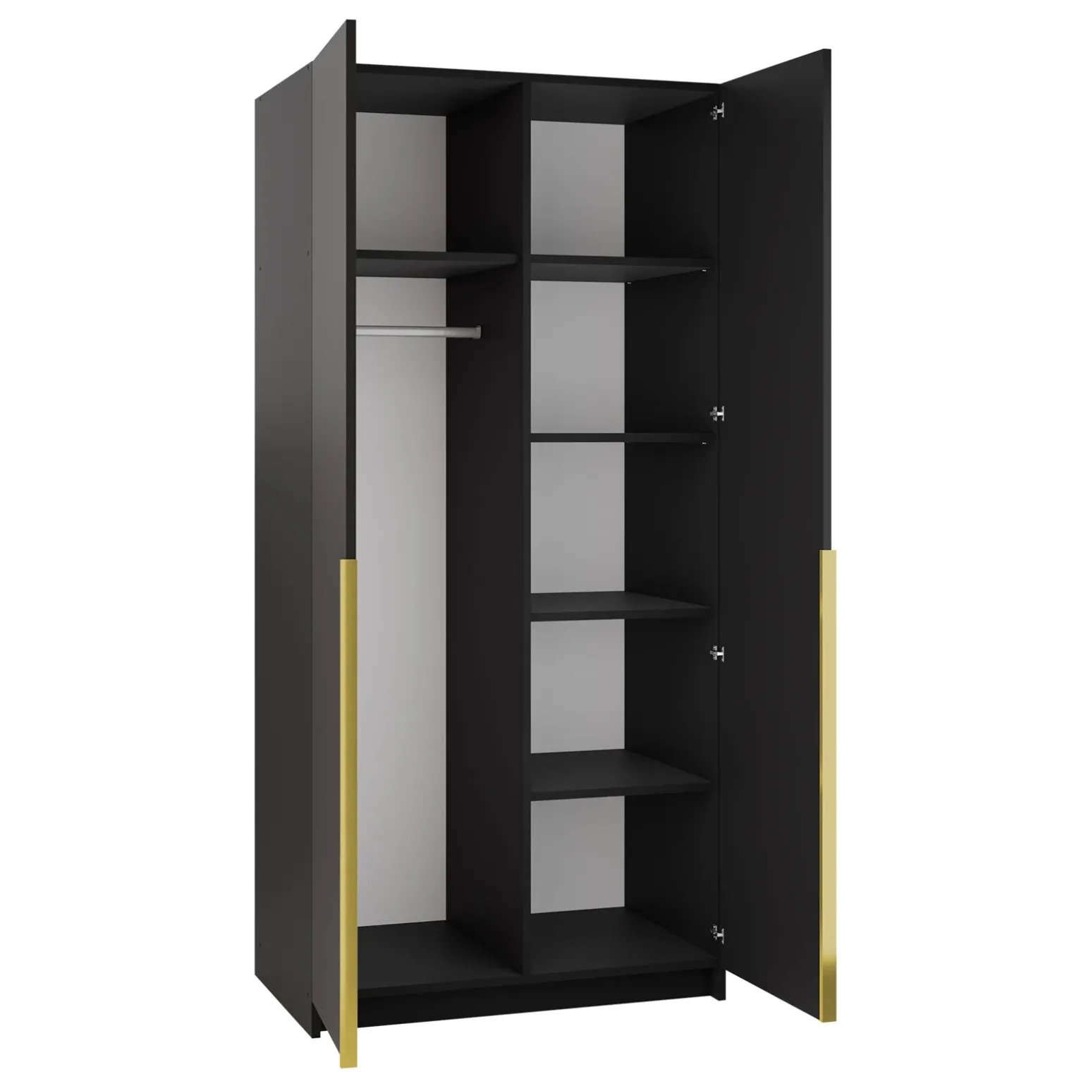 Armadio 100x215h cm 2 ante 1 specchio moderno nero oro Glammy 2