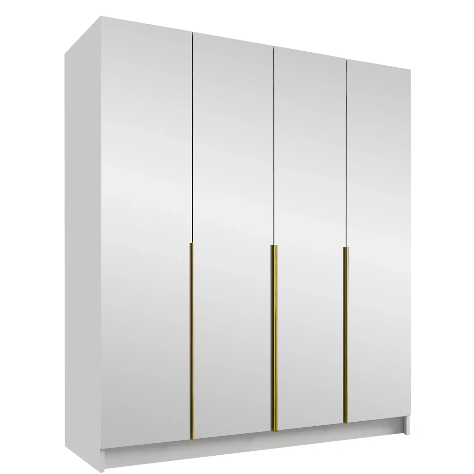 Armadio 200x215h cm 4 ante 4 specchi moderno bianco oro Glammy 4