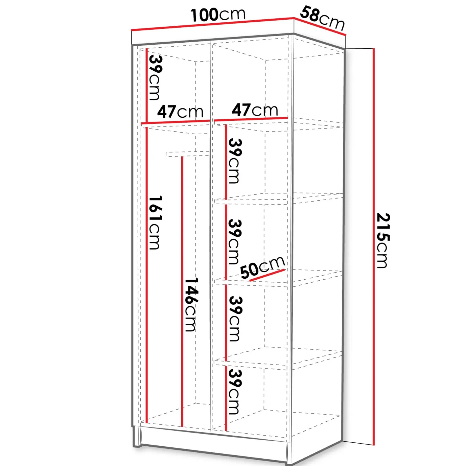 Armadio 100x215h cm 2 ante 1 specchio moderno beige nero Glammy 2