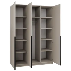 Armadio 150x215h cm 3 ante 1 specchio moderno beige nero Glammy 3