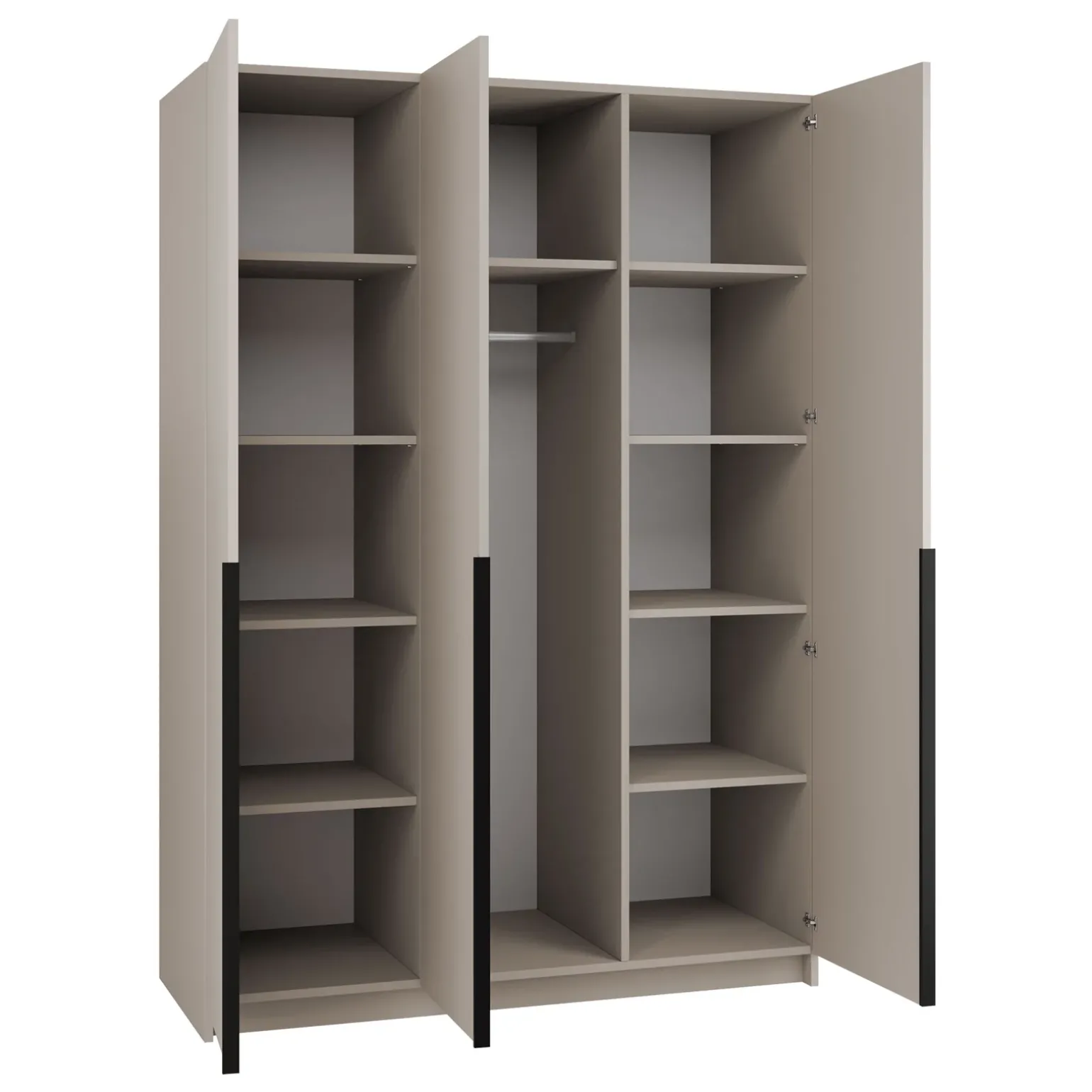Armadio 150x215h cm 3 ante 1 specchio moderno beige nero Glammy 3