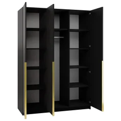 Armadio 150x215h cm 3 ante 1 specchio moderno nero oro Glammy 3