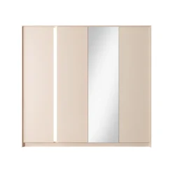 Armadio 224x210h cm 4 ante battenti con specchio moderno beige Jolly