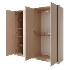 Armadio 224x210h cm 4 ante battenti con specchio moderno beige Jolly