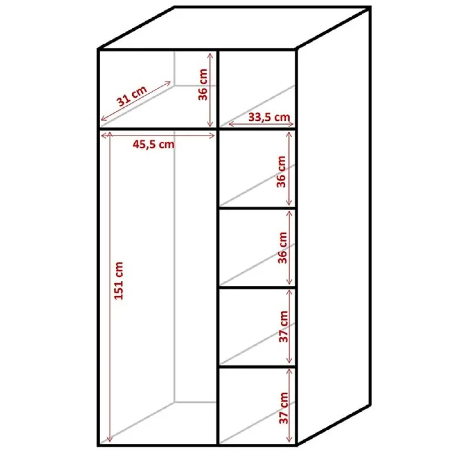 Armadio 85x195h cm 2 ante battente moderno bianco opaco Lola