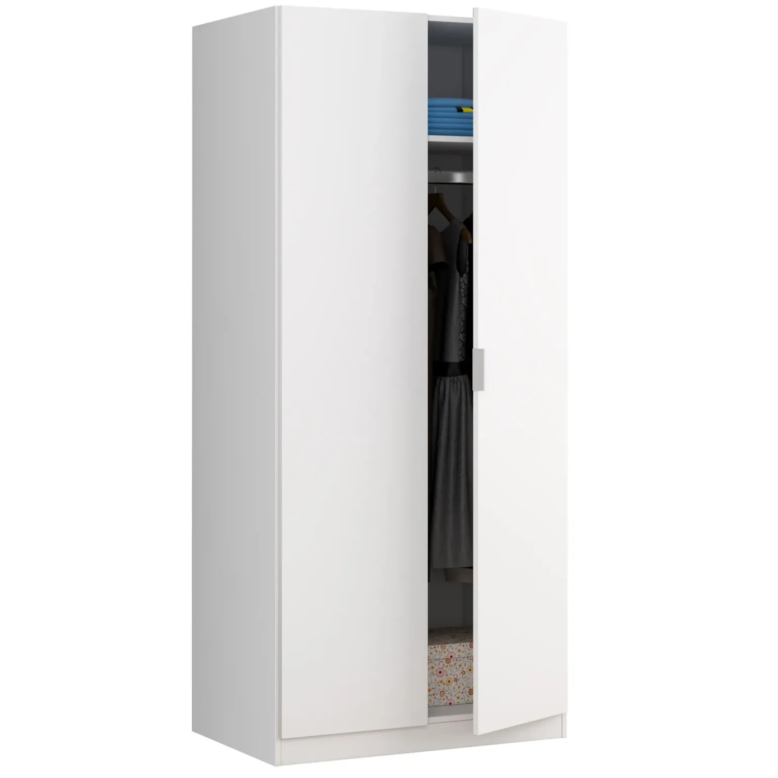 Armadio 81x180h cm 2 ante battenti moderno bianco opaco Oz