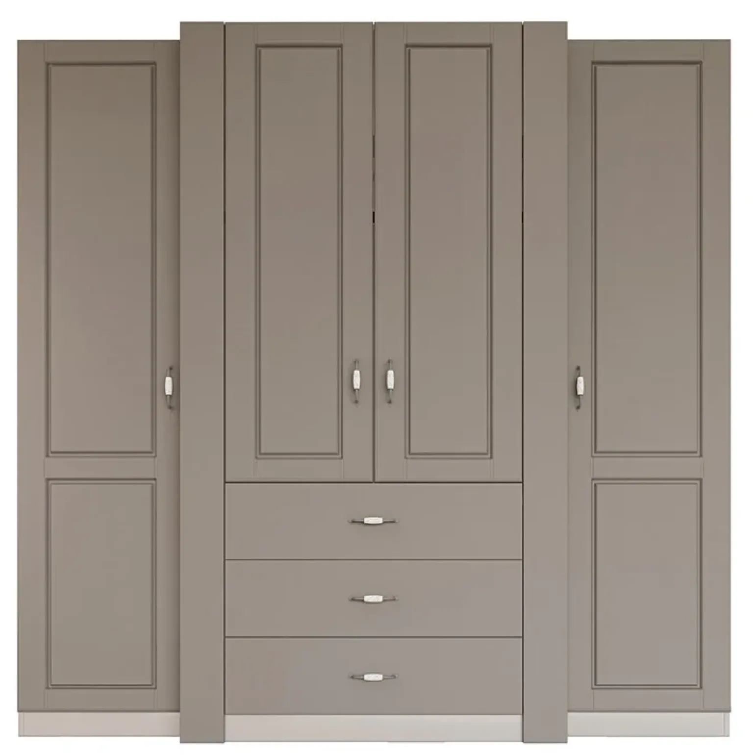 Armadio 210x205h cm 4 ante battenti 3 cassetti beige cashmere Emporio