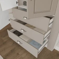Armadio 210x205h cm 4 ante battenti 3 cassetti beige cashmere Emporio