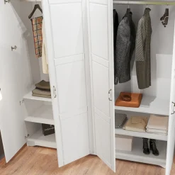 Armadio 203x206h cm 4 ante battenti stile classico bianco opaco Friuli