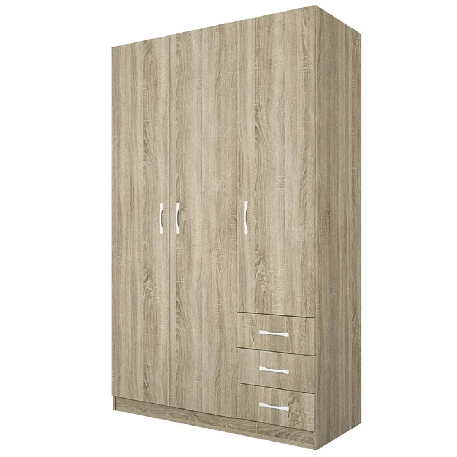 Armadio 118x191h cm 3 ante con cassetti rovere sonoma Boverio