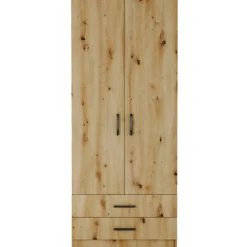 Armadio 80x191h cm 2 ante con cassetti moderno rovere rustico Carlino