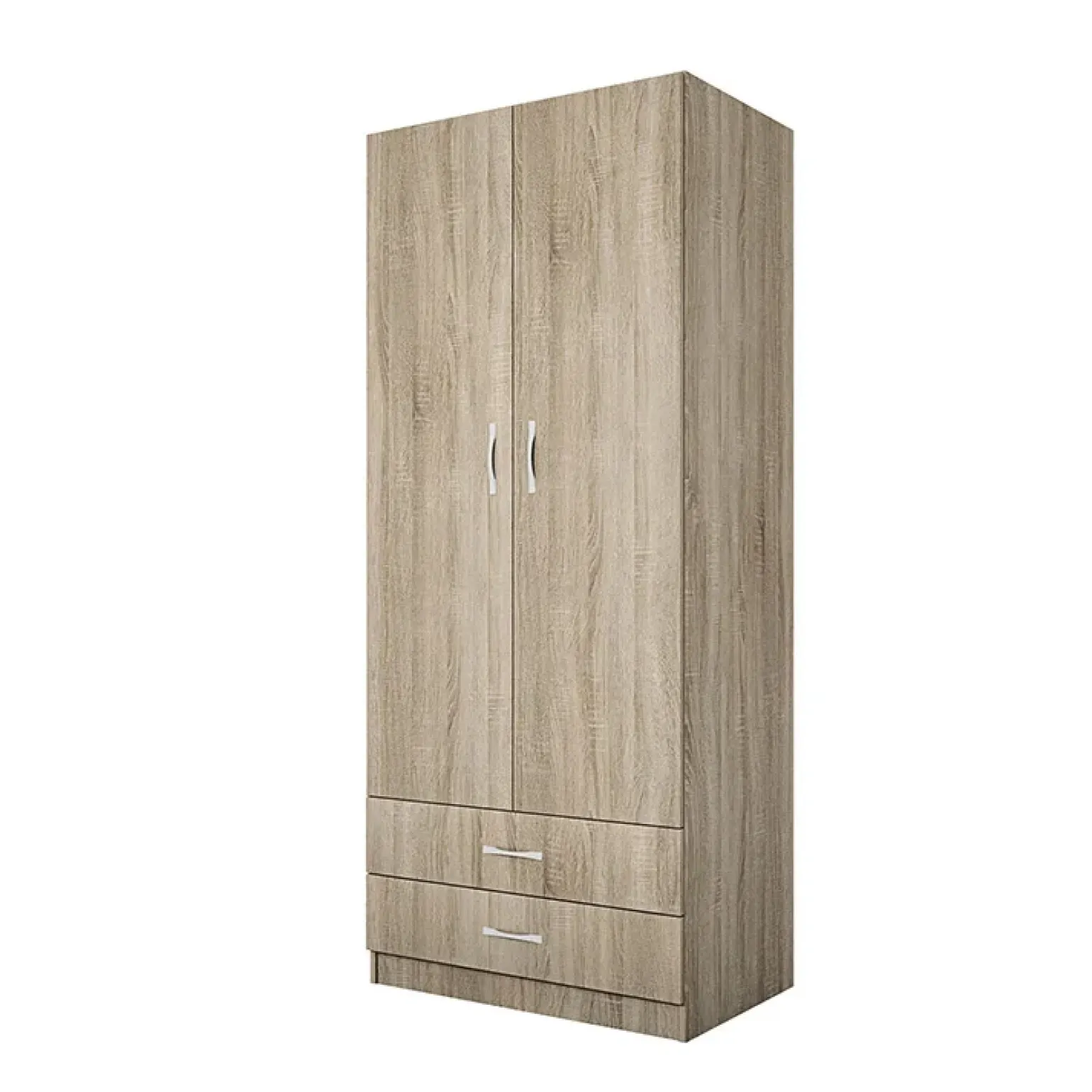 Armadio 80x191h cm 2 ante con cassetti moderno rovere sonoma Carlino