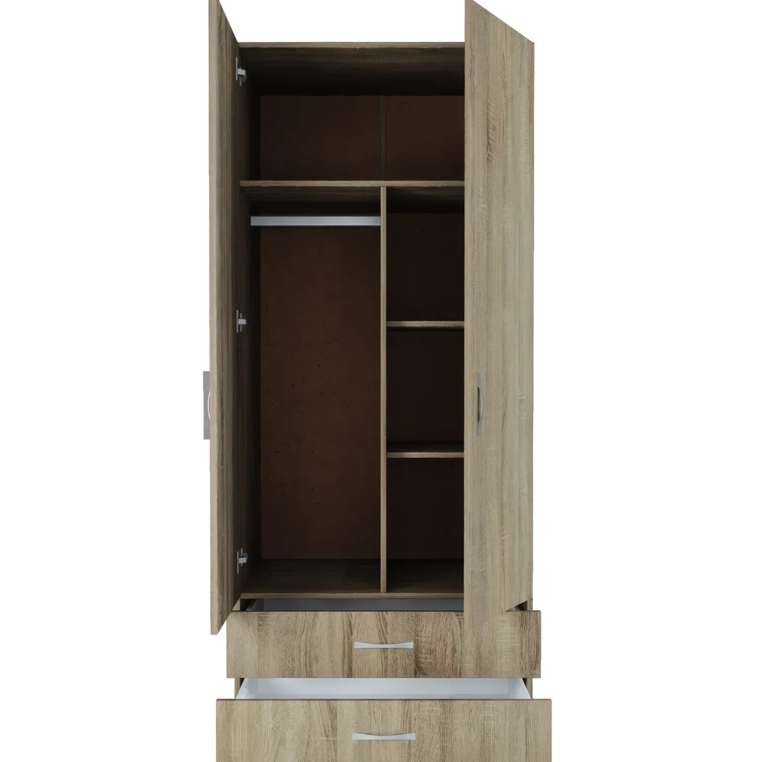 Armadio 80x191h cm 2 ante con cassetti moderno rovere sonoma Carlino