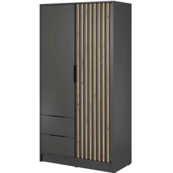 Armadio 105x200h cm 2 ante con cassetti antracite nero Miller