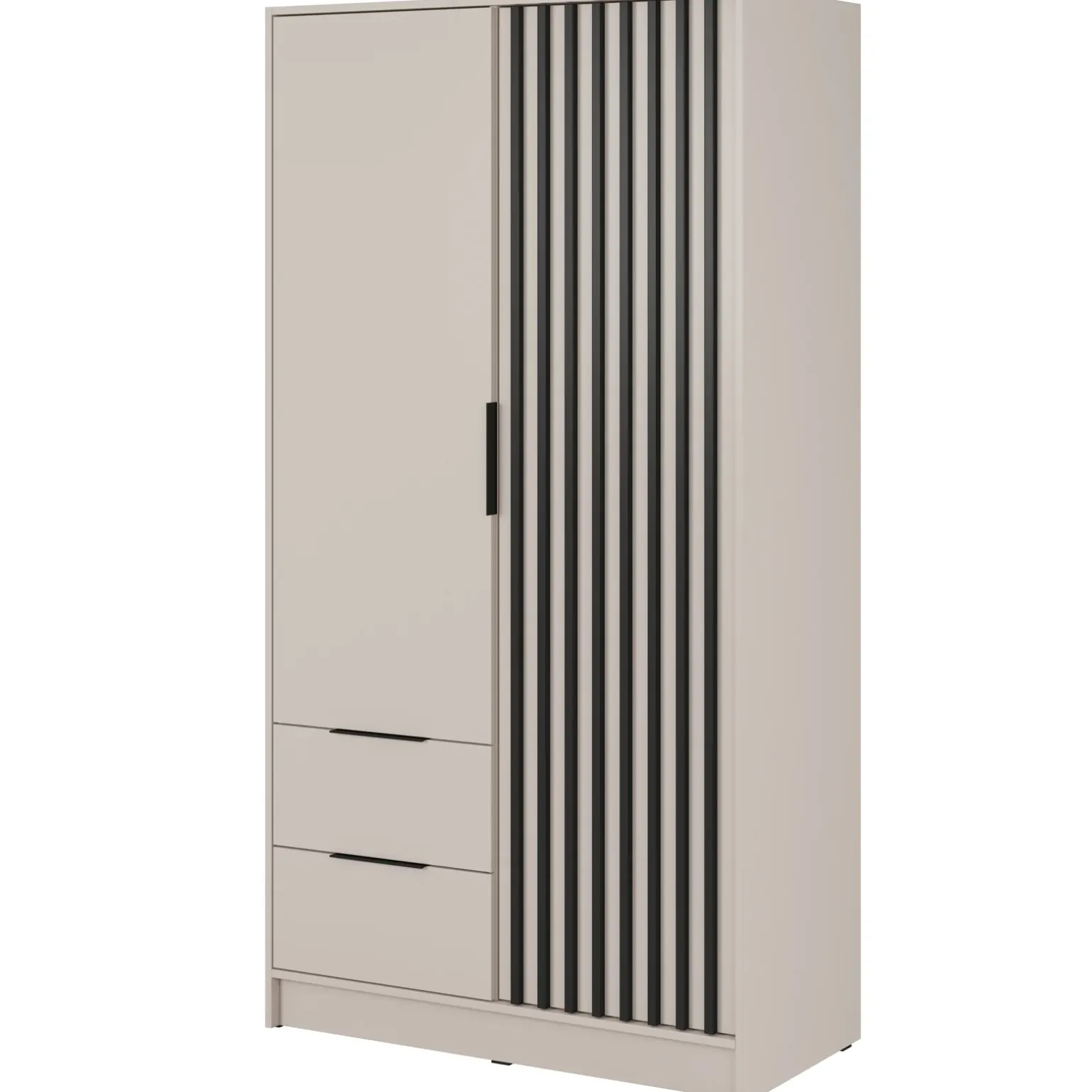 Armadio 105x200h cm 2 ante con cassetti beige cashmere Miller